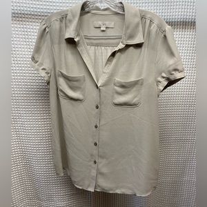 LIKE NEW LIGHT GREY DRESS BLOUSE LOFT